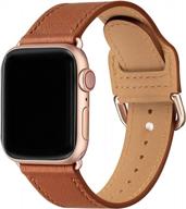 upgrade your apple watch style with power primacy top grain leather band compatible for series 8-4 and se (brown/rosegold, 38mm-49mm) logo