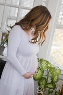 img 1 attached to Elegant Off Shoulder Maternity Dress For Photoshoot - YnimioAOX Women'S Long Sleeve Chiffon Gown review by Leah Gomez