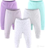 👑 the peanutshell pastel baby pants set for baby girls - 5 pack in purple, grey, & mint - newborn to 24 month sizes: high-quality and cute bottoms for your little princess! logo