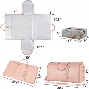 img 1 attached to Большая розовая водонепроницаемая сумка для одежды из искусственной кожи для женщин - подвесной чемодан 2 в 1 и спортивная сумка с чехлом для обуви, идея подарка для дорожной сумки