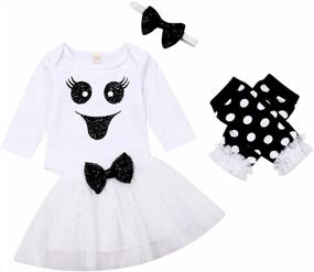 img 4 attached to Infant Newborn Baby Girl Halloween Outfit Clothes Romper Tutu Skirt Leg Warmers Headband 3PCS Set