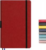 блокнот dotted journal bullet с держателем для ручек, 5,25 x 8,25 дюйма, кожаный чехол, бумага премиум-класса 100 г/м² (красная, точечная сетка) логотип