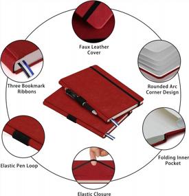 img 1 attached to Блокнот Dotted Journal Bullet с держателем для ручек, 5,25 x 8,25 дюйма, кожаный чехол, бумага премиум-класса 100 г/м² (красная, точечная сетка)