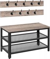 hoobro coat rack shoe bench: 3-in-1 entryway storage, wood & metal frame, greige/black bg17mt01 логотип