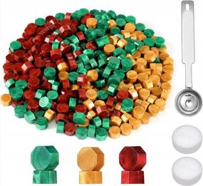 img 2 attached to 360-Piece Kit Of Red, Gold, And Green Christmas Sealing Wax Beads For Wax Seal Stamp, Including Candles And Melting Spoon - Perfect For Decoration And Personalization