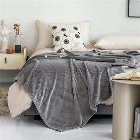 img 4 attached to WELTRXE Fleece Blankets Queen Size 320GSM Thick Lightweight Plush Fuzzy Cozy Soft Queen Flannel Blanket For Bed, Sofa, Couch, Travel, Camping, Jacquard Plaid Soft And Warm Blanket Dark Grey, 79"×90