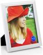 rpjc 8x10" white picture frame - solid wood, high definition glass, table top/wall mount display logo