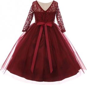 img 1 attached to 🎄 Burgundy Rhinestone Holiday Christmas Flower Girls' Clothing Dresses