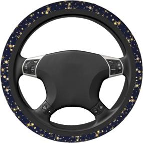 img 3 attached to Stars Galaxy Steering Wheel Cover Car Accessories Cute Blue Steering Wheel Covers Interior Decor Anti-Slip Universal 15 Inch For Women Girls
