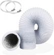 10ft flexible aluminum dryer duct with 4 layers, heavy-duty white vent hose for hvac ventilation and duct fan systems - includes 2 stainless steel clamps logo