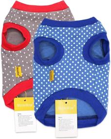 img 4 attached to 🐱 MeowWow Cotton Cat Clothing 2-Pack - Dog Shirts, Puppy Vests - Polka Dot Clothes for Small Dogs