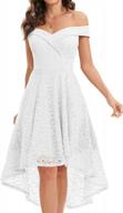 elegant floral lace off-the-shoulder dress with high-low hem for women: perfect for weddings, cocktail parties, and events logo