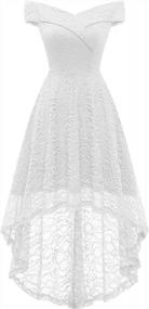 img 3 attached to Elegant Floral Lace Off-The-Shoulder Dress With High-Low Hem For Women: Perfect For Weddings, Cocktail Parties, And Events