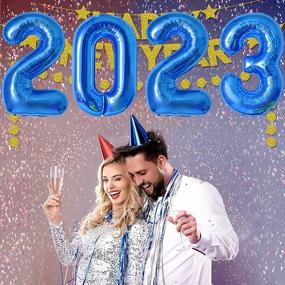 img 1 attached to 2023 New Year'S Eve Party Balloons - 40" Large Mylar Foil Number Balloons For Graduation Decorations - Blue