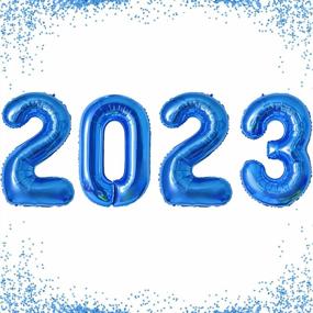 img 4 attached to Воздушные шары для вечеринок в канун Нового года 2023 - 40 дюймов, большие воздушные шары из майларовой фольги для выпускных украшений - синие