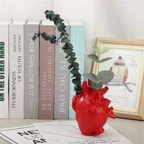 img 2 attached to DRYEN Anatomical Heart Vase, Red Shaped Novelty Flower Vase Resin Pot Desktop Ornament, Creative Sculpture, Mini Shelf Table Desk Planter Home Decor, Gift 11 X 16Cm/4.3X6.3Inch