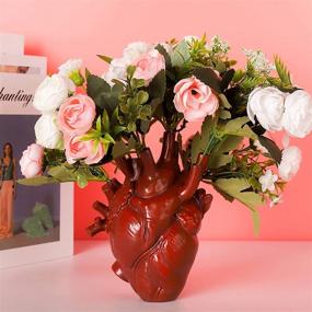 img 3 attached to DRYEN Anatomical Heart Vase, Red Shaped Novelty Flower Vase Resin Pot Desktop Ornament, Creative Sculpture, Mini Shelf Table Desk Planter Home Decor, Gift 11 X 16Cm/4.3X6.3Inch