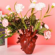 dryen anatomical heart vase, red shaped novelty flower vase resin pot desktop ornament, creative sculpture, mini shelf table desk planter home decor, gift 11 x 16cm/4.3x6.3inch logo