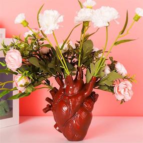 img 4 attached to DRYEN Anatomical Heart Vase, Red Shaped Novelty Flower Vase Resin Pot Desktop Ornament, Creative Sculpture, Mini Shelf Table Desk Planter Home Decor, Gift 11 X 16Cm/4.3X6.3Inch