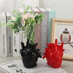 img 1 attached to DRYEN Anatomical Heart Vase, Red Shaped Novelty Flower Vase Resin Pot Desktop Ornament, Creative Sculpture, Mini Shelf Table Desk Planter Home Decor, Gift 11 X 16Cm/4.3X6.3Inch
