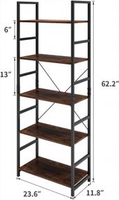 img 3 attached to Organize In Style With BENOSS 5-Tier Vintage Bookshelf: Perfect Industrial Storage For Home Office And Living Rooms