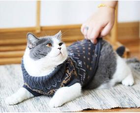 img 4 attached to Cozy Winter Knit Sweater For Cats And Small Dogs - Soft, High-Stretch Pet Clothes By Evursua