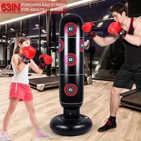 img 2 attached to 🥊 Ultimate Fun and Fitness with 63-Inch Inflatable Punching Bag for Kids and Gloves: Freestanding Bounce Back Boxing Bag Perfect for Karate, Taekwondo, and Kickboxing