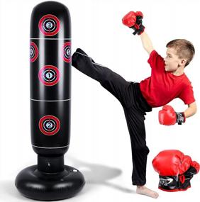 img 4 attached to 🥊 Ultimate Fun and Fitness with 63-Inch Inflatable Punching Bag for Kids and Gloves: Freestanding Bounce Back Boxing Bag Perfect for Karate, Taekwondo, and Kickboxing