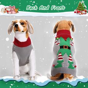 img 3 attached to Ugly Christmas Sweater Set For Dogs - Includes Scarf And Hairpin - Winter Knitwear For Small To Medium Pets - Holiday Elf Or Clown Design For Parties And Festivities