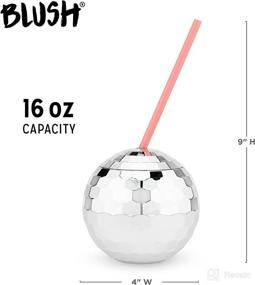 img 2 attached to 🍸 16 Ounce Blush Silver Disco Ball Cup with Lid and Straw - Cute Sparkly Glitter Cocktail Cup, Set of 1 - Perfect for Parties and Events, Party Supplies