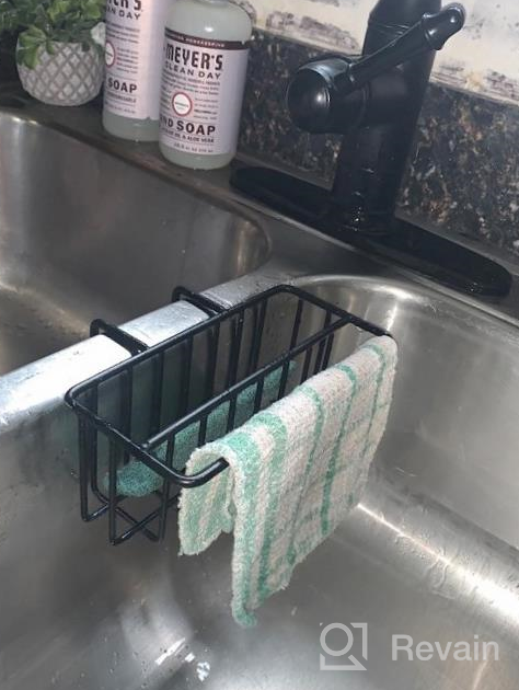 img 1 attached to Upgraded JOFUYU 2-In-1 Sink Caddy - Hanging Kitchen Organizer Rack With Sponge & Dish Towel Holder, SUS304 Stainless Steel - Black review by Willie Ogunlana