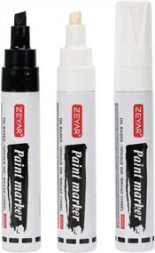img 4 attached to ZEYAR Paint Markers, Jumbo Size, Chisel Point, Premium Waterproof & Smear Proof Ink, Aluminum Barrel, Great On Plastic, Wood, Rock, Metal And Glass For Permanent Marking (1 Black & 2 White)