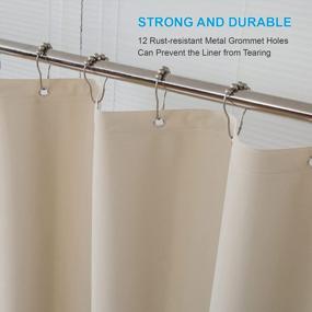 img 1 attached to Waterproof And Heavy-Duty Khaki Shower Curtain Liner With Rustproof Grommet Holes - AmazerBath'S 72 X 72 Inches EVA Liner With 3 Weights