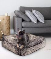 extra plush faux fur dog bean bag bed - bessie and barnie rectangle dog bed for large dogs with waterproof lining & washable cover logo