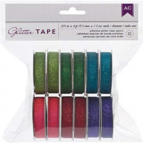 img 1 attached to 🎨 12-Pack of American Crafts 96240 Glitter Tape, Greens - 0.375-Inch by 4-Feet