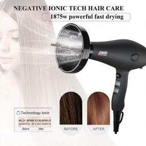 img 3 attached to Experience Salon-Quality Hair With Jinri'S Ionic Sterilization Blow Dryer - Lightweight, Low Noise, With Concentrator & Diffuser - In Black!
