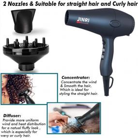 img 2 attached to Experience Salon-Quality Hair With Jinri'S Ionic Sterilization Blow Dryer - Lightweight, Low Noise, With Concentrator & Diffuser - In Black!
