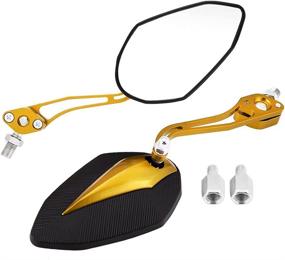 img 3 attached to 🔶 Keenso Universal Motorcycle Mirrors - Rustproof Aluminum Side Mirrors, Adjustable for Motorbikes and Scooters with 10mm and 8mm Threads (Yellow)