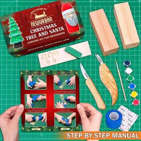 img 3 attached to Wood Carving Kit For Beginners - Whittling DIY Set With Wood Blocks, Knives & New Year Tree Santa Christmas Ornaments Decoration Gift For Kids Adults