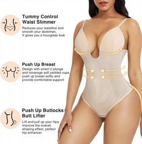 img 3 attached to FeelinGirl Colombianas Waist Trainer Thong Bodysuit With Tummy Control And U-Plunge For Women'S Body Shaper Corset Fajas