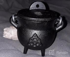 img 7 attached to Cast Iron Cauldron With Lid And Handle - 3.5 Inch Triquetra Incense Smudge Kit Sage Holder Altar Ritual Burning Holder
