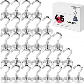 img 4 attached to 45 Pack LOVIMAG Neodymium Strong Magnetic Hooks - 25Lbs Rare Earth Magnets Heavy Duty For Refrigerator, Ceiling Hanging, Cruise, Curtain & Kitchen!