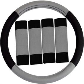 img 4 attached to Modernistic Gray FH Group FH2033GRAY Universal Fit Combo Set with Seat Belt Pads - Suitable for Most Cars, SUVs, and Trucks - Includes Steering Wheel Cover