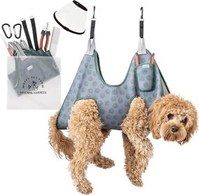 img 4 attached to 🐱 Cat and Dog Grooming Hammock - Designer Sling with Comfortable Collar, Strong Hooks, and Hanging Harness for Nail Trimming - Grooming Sling for Small and Medium Dogs with Complete Accessories