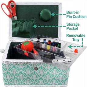 img 1 attached to 🧵 SINGER 07229 Sewing Basket with Complete Sewing Kit and Boho Fan Design
