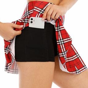 img 4 attached to Women'S Athletic Tennis Skirts W/ Pockets: High Waist Pleated Skater Running Workout & Sports Shorts