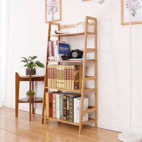 img 2 attached to Multifunctional Bamboo 4-Tier Ladder Shelf: Bookcase, Plant Display, And Storage Organizer With Storage Rack And Bookshelf Storage Rack By Sogesfurniture