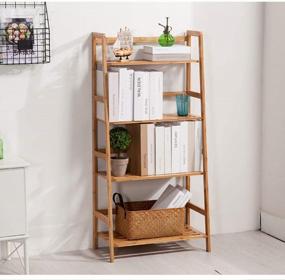 img 4 attached to Multifunctional Bamboo 4-Tier Ladder Shelf: Bookcase, Plant Display, And Storage Organizer With Storage Rack And Bookshelf Storage Rack By Sogesfurniture