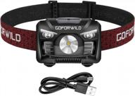 waterproof rechargeable headlamp with motion sensor switch, 500 lumens led flashlight, red light mode, adjustable headband, ideal for running and hiking, 5 modes display for maximum brightness logo