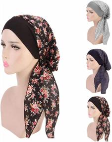 img 3 attached to Stylish And Comfortable Chemo Headwear For Women With Long Hair: Elastic Turbans, Head Scarfs, And Headwraps With Cancer Printing